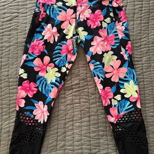 Victoria's Secret PINK Leggings - Black with Pink and Blue